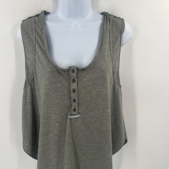 Free People FP Movement Gray Open Side‎ Tie Tank Top L Henley Style Athleisure - Picture 10 of 11